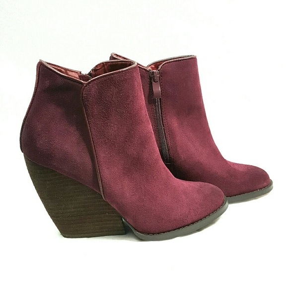 burgundy wedge ankle boots